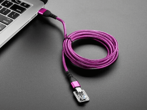 Тканый кабель USB A — USB C розового и фиолетового цвета — длина 2 метра — фото 2
