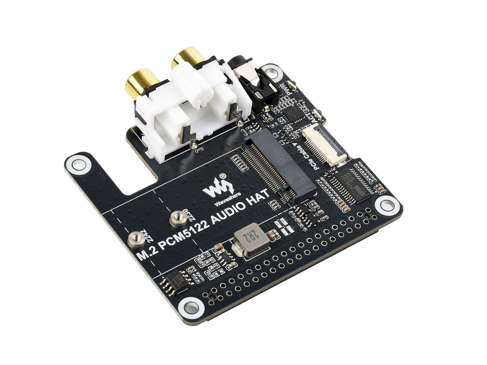 Шляпа PCIe для M.2 с аудиорасширением I2S для Raspberry Pi, поддержка твердотельного накопителя по протоколу NVMe, встроенный разъем для наушников 3,5 мм и разъем RCA, без драйверов — фото 2