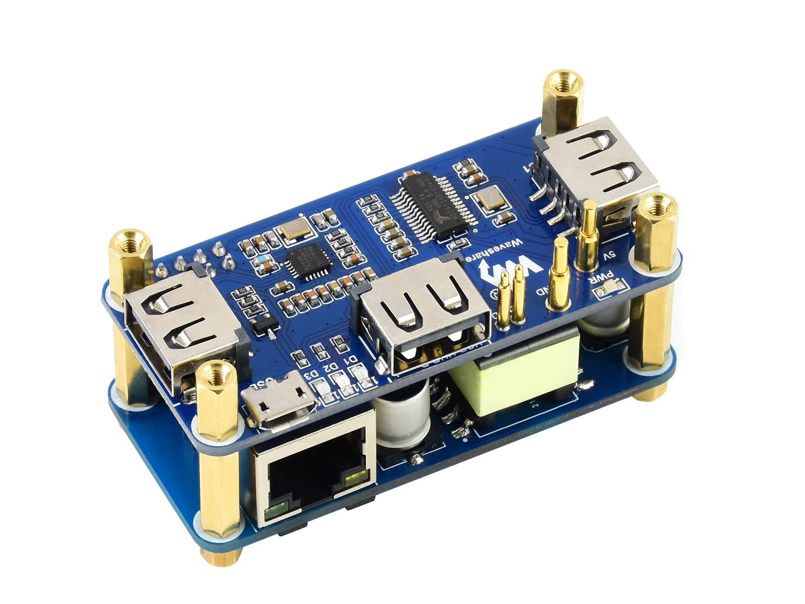 PoE Ethernet / USB-концентратор для Raspberry Pi Zero, 1x RJ45, 3x USB — фото 2