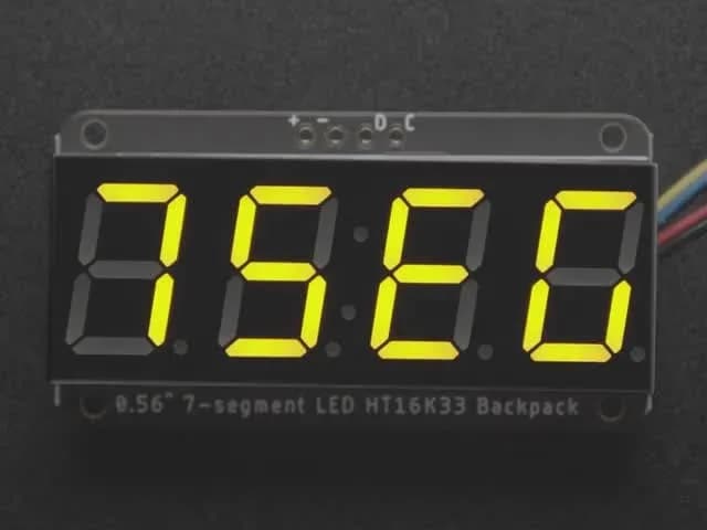 Adafruit 0,56-дюймовый 4-значный 7-сегментный дисплей с рюкзаком I2C — желтый