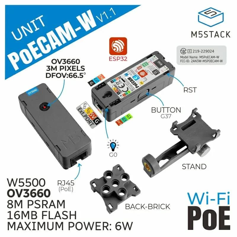 M5Stack PoE Wi-Fi OV3660