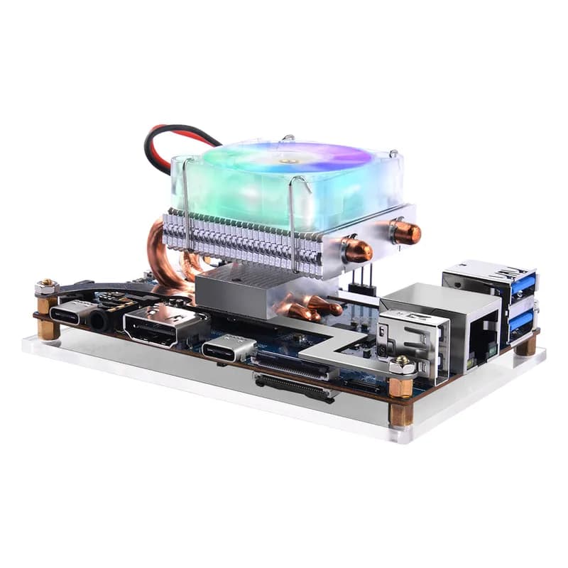 52Pi Низкопрофильный процессор ICE-Tower RGB со светодиодной подсветкой, охлаждающий вентилятор, радиатор для Orange Pi 5/5B