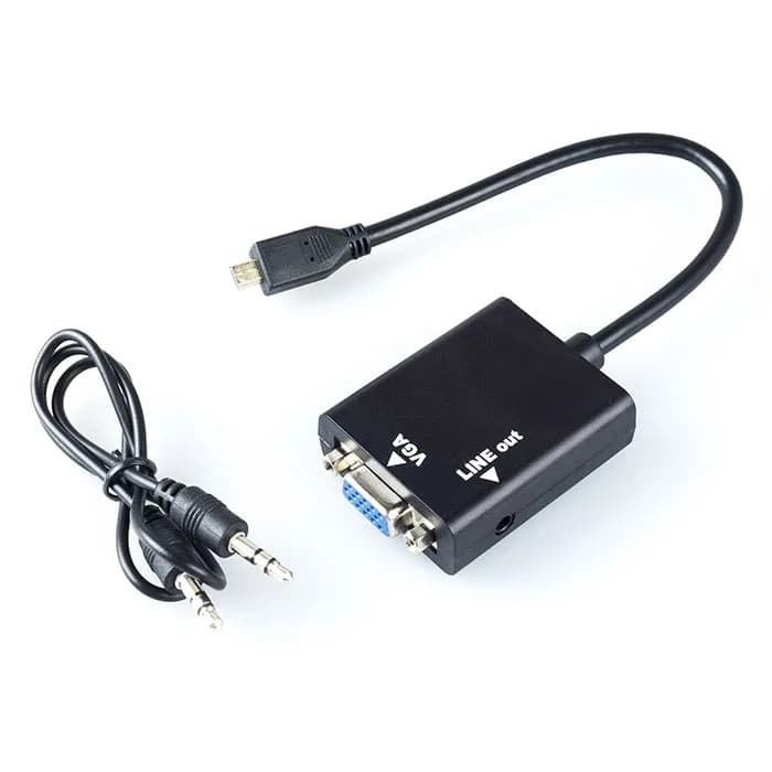 Видеоадаптер HDMI-VGA и стереокабель «папа/папа» 3,5 мм