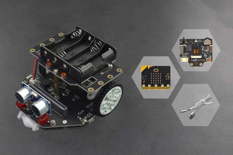 micro:Maqueen Plus V2 (никель-металлгидридная аккумуляторная батарея) с линзами HUSKYLENS и micro:bit V2