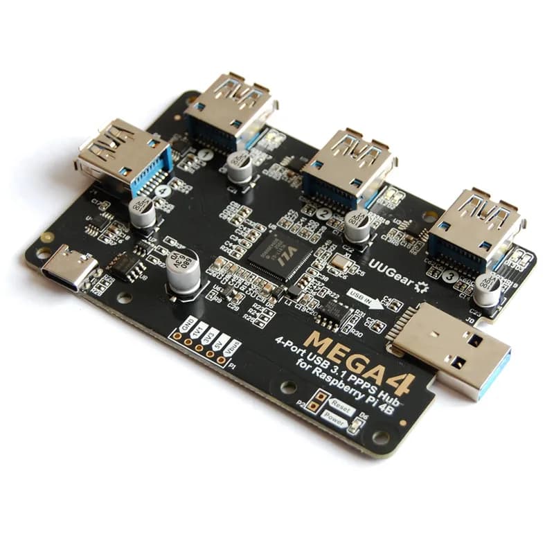 MEGA4: 4-портовый концентратор USB 3.1 PPPS для Raspberry Pi