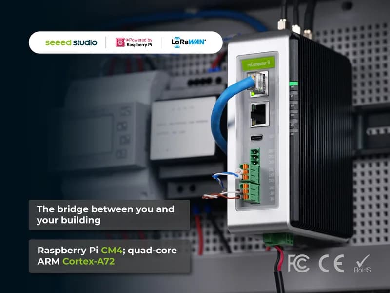reComputer R1225 Шлюз и промышленный контроллер LoRaWAN (US915), на базе CM4 | 4 ГБ ОЗУ, 32 ГБ eMMC