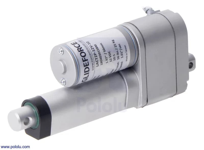 Glideforce LACT2P-12V-10 Легкий линейный привод с обратной связью: 25 кгс, ход 2 дюйма (полезный 1,97 дюйма), 1,1 дюйма/с, 12 В