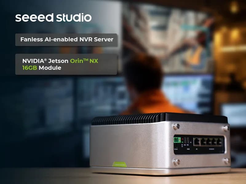 reServer Industrial J4012 — безвентиляторный сетевой видеорегистратор с поддержкой искусственного интеллекта и модулем NVIDIA Jetson Orin™ NX 16 ГБ.
