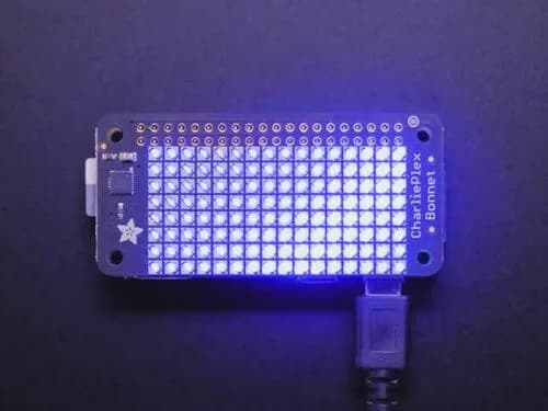 Крышка со светодиодной матрицей Adafruit CharliePlex - 8x16 синих светодиодов