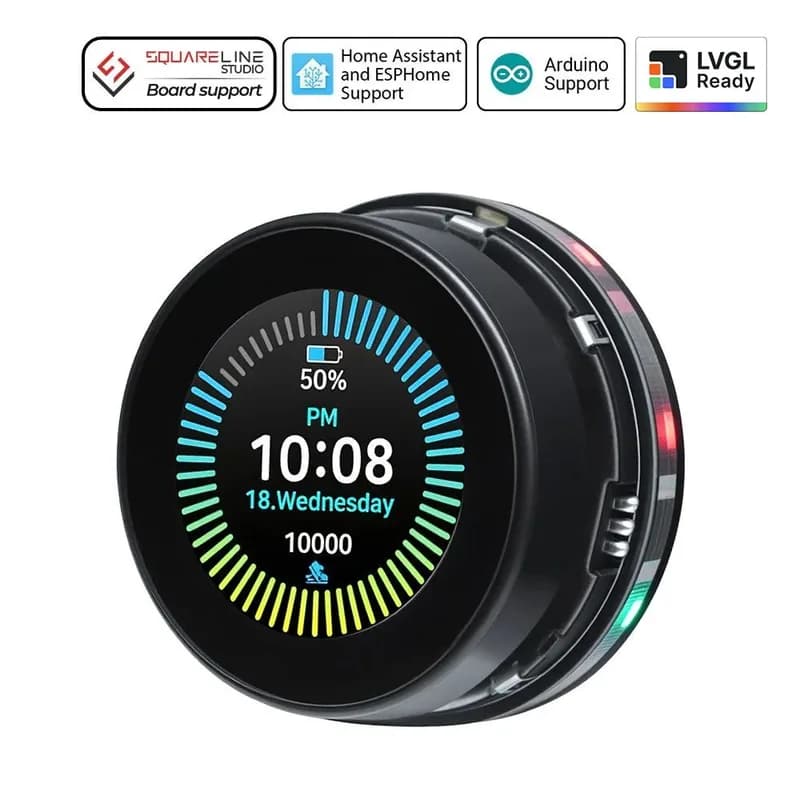 CrowPanel 1,46-дюймовый HMI ESP32, поворотный дисплей, 360*360 IPS, круглый сенсорный экран с ручкой