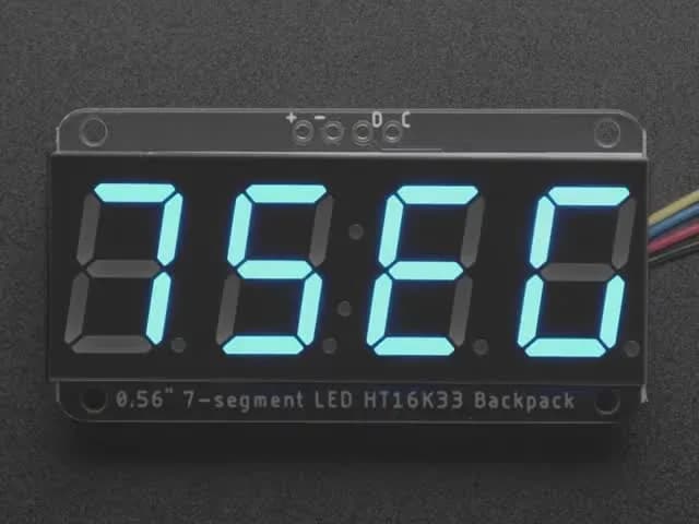 Adafruit 0,56-дюймовый 4-значный 7-сегментный дисплей с рюкзаком I2C — синий