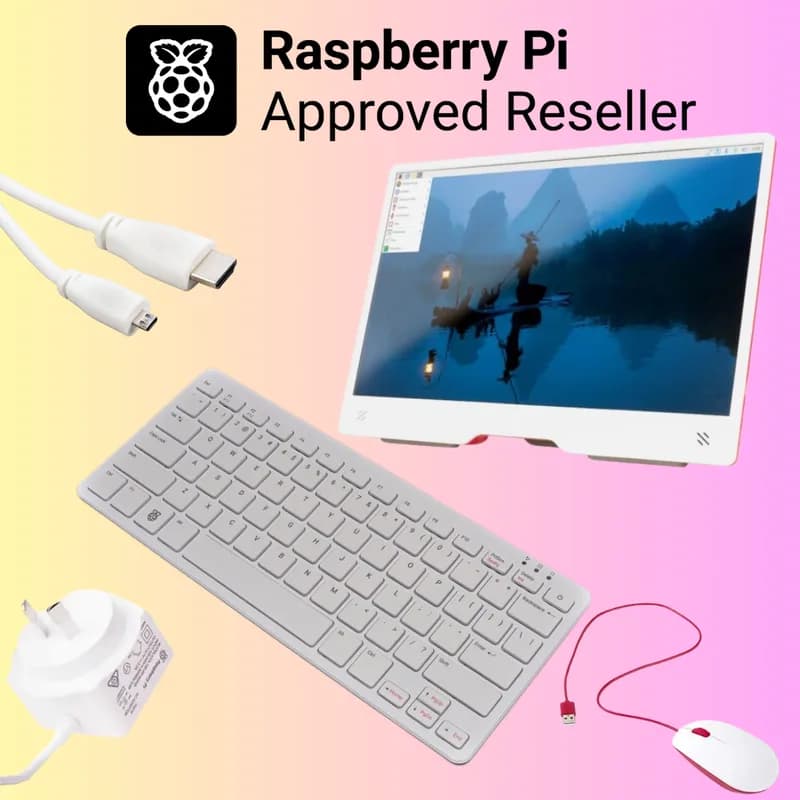 Настольный комплект Pakronics® Raspberry Pi® 500 с монитором (красный/белый)