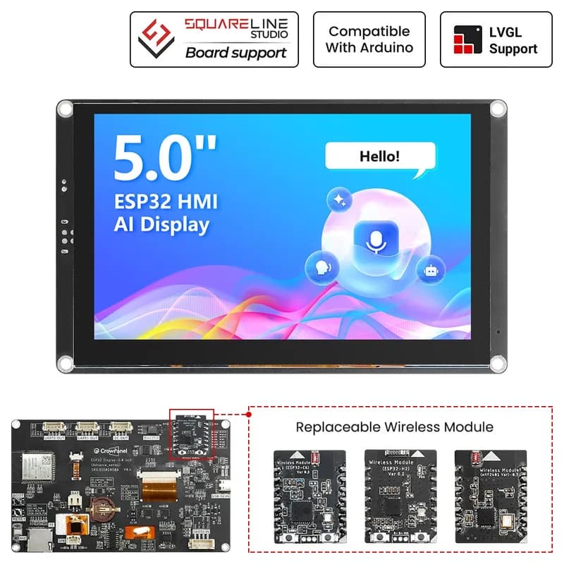 CrowPanel Advance 5-дюймовый интеллектуальный сенсорный IPS-дисплей HMI (800x480) для IoT и промышленного применения