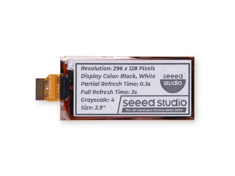 2,9-дюймовый гибкий монохромный дисплей eInk/ePaper с разрешением 296x128 пикселей, интерфейс SPI, поддержка XIAO/Arduino/STM32