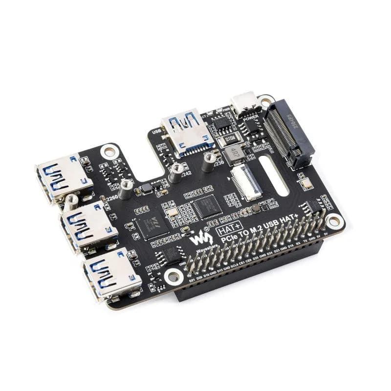 Waveshare Raspberry Pi 5 PCIe — M.2 NVMe/4-канальный USB 3.2 HAT+