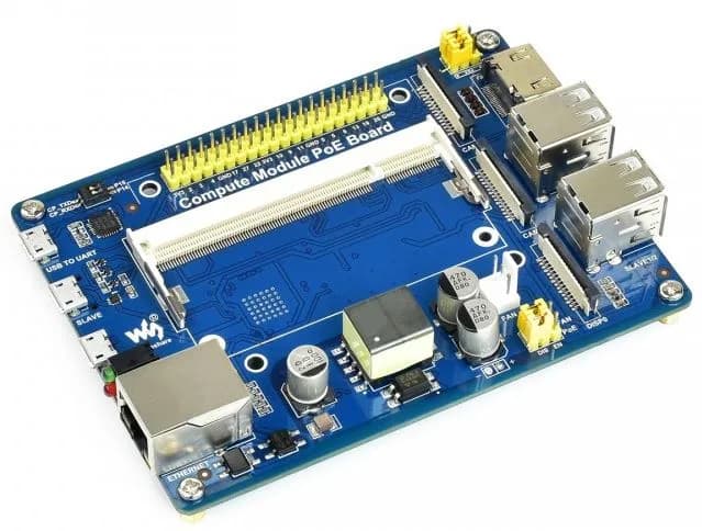 Waveshare 16664 — плата ввода-вывода вычислительного модуля с функцией PoE, для Raspberry Pi CM3 / CM3L / CM3+ / CM3+L