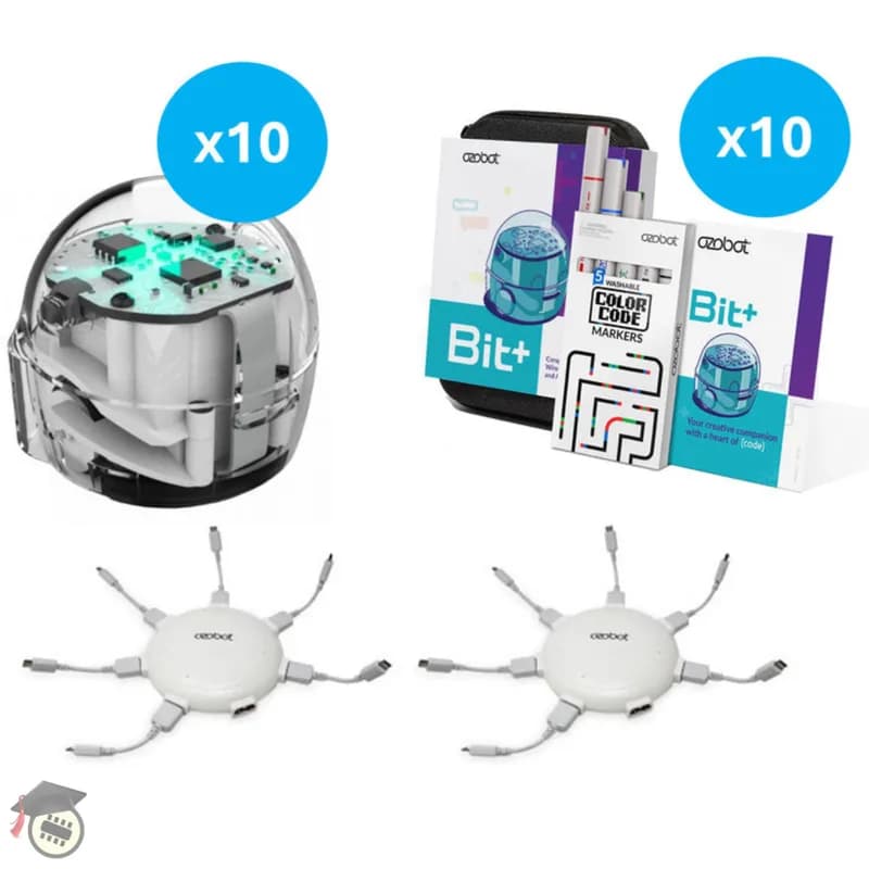 Комплект Ozobot Bit+ из 10 шт. с 2 зарядными устройствами