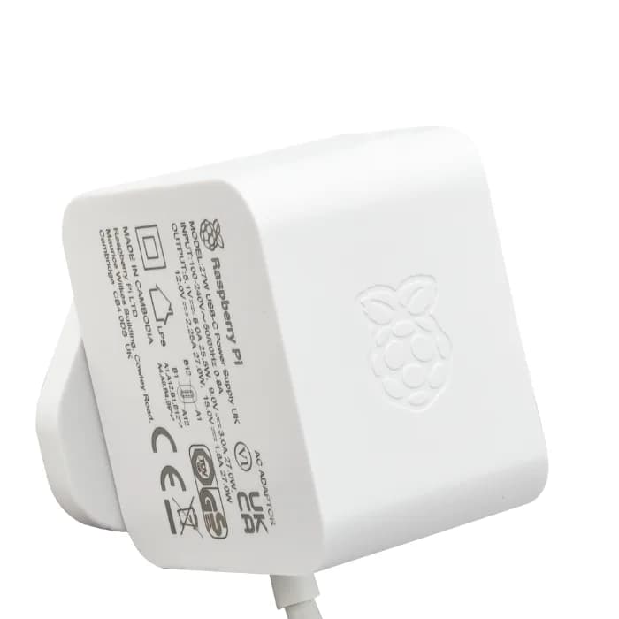 Блок питания Raspberry Pi 5 27 Вт USB-C белого цвета