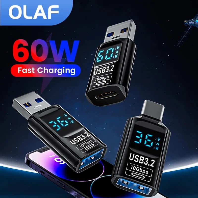 USB 3.2 Адаптер цифрового дисплея 10 Гбит/с USB-папа-USB-мама Конвертер Быстрая зарядка передачи данных Адаптер USB C для ПК-ноутбука