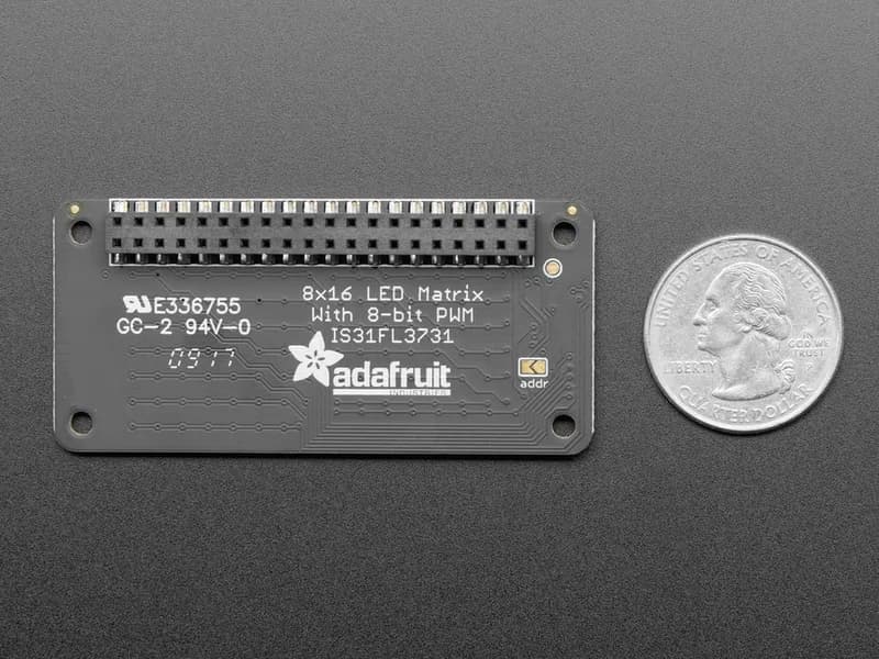 Крышка со светодиодной матрицей Adafruit CharliePlex - 8x16 зеленых светодиодов