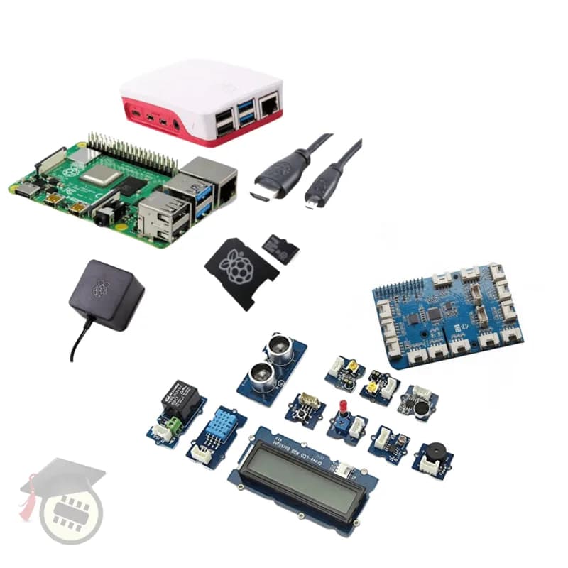 Стартовый комплект Pakronics® Raspberry Pi® 4 Model B с Grove Pi+ (сертификация CE) — черный